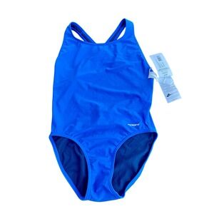 Sporti‎ Womens Wide Strap Cross Back One Piece Swimsuit Royal Blue 34  NEW
